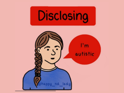 illustration of girl saying - I'm autistic