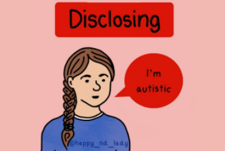 illustration of girl saying - I'm autistic